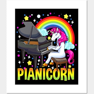 Pianicorn Funny Gift For Piano Playing Unicorn Lover Posters and Art